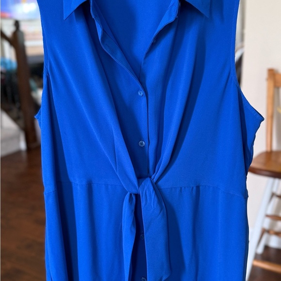 Nine West Blue Sleeveless Button-Down Dress. Sz XL - Picture 3 of 8
